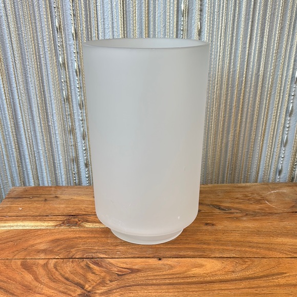 Rae Dunn Frosted Glass Vase/Candle Holder - White and Red - Picture 4 of 6